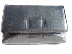 Classic XL WALTER KATTEN Black 1970's-80's Lizard Skin CLUTCH