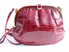 1980's BURGUNDY Lizard Skin Shoulder Bag - COLOMBETTI
