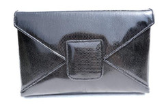 Timeless XL WALTER KATTEN Black 1970's-80's Lizard Skin CLUTCH