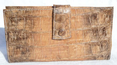 Ladies XL NATURAL Tan Crocodile Skin Checkbook Wallet - New!