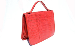 New! Ceyenne Red CROCODILE Skin Zippered IPAD Case Briefcase Portfolio - CARLOS FALCHI