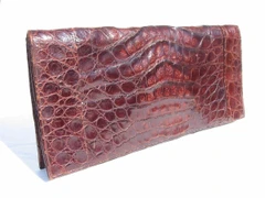XXL BROWN 15" 1940's-50's Sleek CROCODILE Skin Clutch - ARGENTINA
