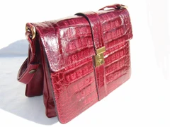 BURGUNDY 1980's CROCODILE Skin Shoulder Bag