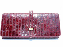 OXBLOOD Red 1960's Patchwork CROCODILE Skin Clutch Shoulder Bag