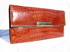 Large 14" 1960's-70's COGNAC Ceyene CROCODILE Skin CLUTCH Shoulder Bag