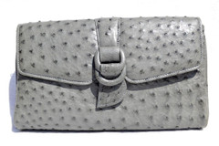 Gorgeous 1990's-2000's GRAY Ostrich Skin Clutch Shoulder Bag - Purple Cloud