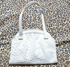Voluptuous 1970's-80's Winter White OSTRICH Skin Handbag Shoulder Bag