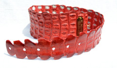 New 2000's Red Massimiliano M. MUSINA Genuine Nile Crocodile Tail Hip Belt - ITALY