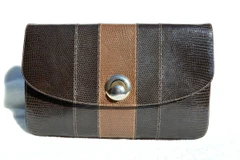 Two-Tone BROWN 1950's-60's MARTIN VAN SCHAAK Lizard Skin CLUTCH Cross Body Shoulder Bag