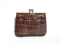 1980's Chocolate Brown Crocodile Skin Change Purse