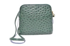 Dark GREEN Early 2000's Ostrich Skin Cross Body Shoulder Bag