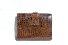1970's Ladies LE TANNEUR Brown LIZARD Skin Wallet & Card Case in Original BOX!