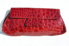 Saks Fifth Avenue XL 13" Candy Apple RED 1940's-50's ALLIGATOR Skin CLUTCH bag