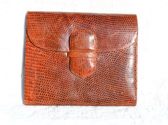 1970's-80's Ladies Cognac LIZARD Skin Wallet & Card Case