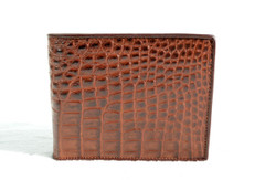 New! Men's 1990's-2000's Cognac Brown Crocodile Flank Skin Wallet