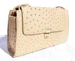 Hazelnut TAN 1980's Ostrich Skin Shoulder Bag