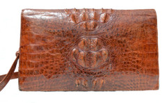 Cognac BOHO Style 1970's Hornback CROCODILE Skin Shoulder Bag