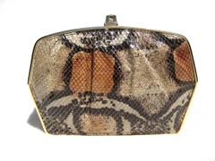 1980's Salmon & Tan BOA Snake Skin Shoulder Bag Clutch