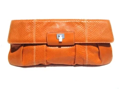 XXL 16" Early 2000's ORANGE Snake Skin Clutch- Lambertson Truex