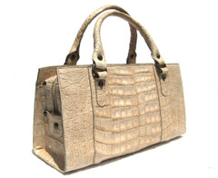 CREAM Buff 1990's-2000's CROCODILE Belly Skin Handbag