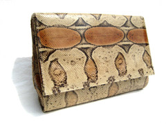 1980's Peach & Tan BOA Snake Skin Shoulder Bag