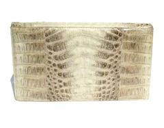 Cream Early 2000's IRV  CROCODILE Skin Clutch Shoulder Bag