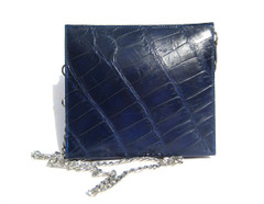 Mini BLUE 2000's Handmade MAXIMA Alligator Belly Skin CROSS Body Shoulder Bag