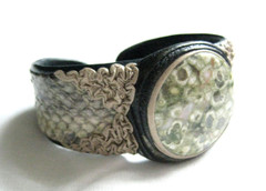 New!  *JASPER* Stone & GREEN COBRA Snake Skin CUFF Bracelet