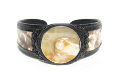 Pearlized Stone & Cream PYTHON Snake Skin CUFF Bracelet