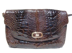 Ample 1950's-60's Chocolate EXOTIC TURTLE SKIN Shoulder Bag - El Corte'