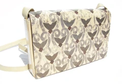 Metallic Cream, Gold & Bronze 1970's-80's Karung SNAKE Skin & Leather Shoulder Bag - ANDREA PFISTER