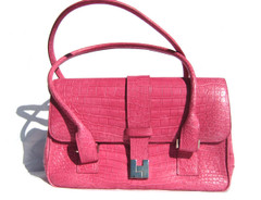 HOT PINK Crocodile Belly Skin Handbag SATCHEL - LAMBERTSON TRUEX