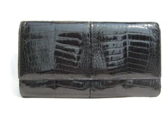 JET BLACK 1990's-2000's Double CROCODILE Belly Skin Clutch Shoulder Bag - BIJOU MEDICI, Italy