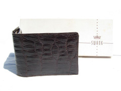 SWANK 1960's Dark Brown ALLIGATOR Belly Skin Billfold Wallet in Box!