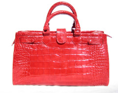 Large Early 2000's RED Crocodile Belly Skin Handbag  SATCHEL -
