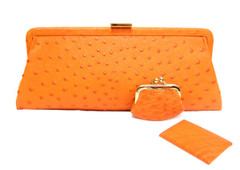 Electric ORANGE 2000's CAPE COBRA Ostrich Skin Clutch with Accessories!!