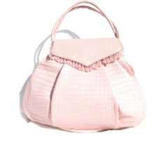 XXL Pale *PINK* CROCODILE Belly Skin Shoulder Satchel Bag
