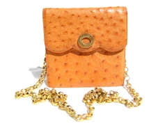 Mini ORANGE 2000's Handmade Ostrich Skin CROSS Body Shoulder Bag