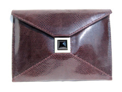 KARA ROSS Chic 2000's Dark  Brown LIZARD Skin Clutch Bag w/Tag!