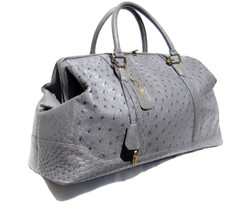 Gorgeous XL 20 x 12 NEW Early 2000's GRAY OSTRICH Skin SATCHEL Travel Carry-On B