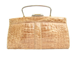 1980's Caramel CROCODILE Belly Skin Handbag Clutch