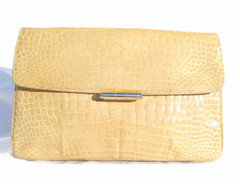 Maurizio Righini 1990's-2000's Butter YELLOW Tan Alligator Belly Skin Clutch Sho