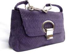 LAI 2010's PURPLE Matte PYTHON Snake Skin Handbag - SILVER!