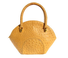 Classic 14 x 9 BOLIDE Style British TAN Ostrich Skin Handbag