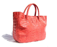 DARK PINK (light red) Hornback Crocodile Skin HANDBAG Tote!