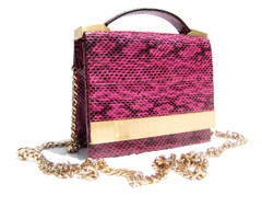 Early 2000s MAGENTA PINK Snake Skin Handbag Shoulder Bag - Brian Atwood