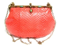 Gorgeous JACOMO PARIS - Jeweled RED 1960's Snake Skin Evening Bag