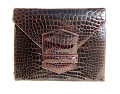 SISO 1990's BROWN ALLIGATOR Belly Skin CLUTCH Shoulder Bag - ITALY