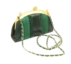 1990's GREEN Hornback CROCODILE Skin Crossbody Bag