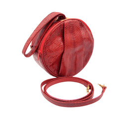 Round WRISTLET Style RED 1980's-90's COBRA Snake Skin Shoulder Bag